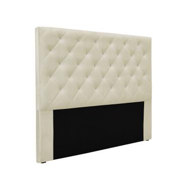 Imagem de Cabeceira para Cama Box King Tania 195 cm Veludo Bege com Botões D'Rossi