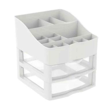 Imagem de Kit Organizador De Cosméticos E Maquiagem Branco C/2 Gavetas Nitron
