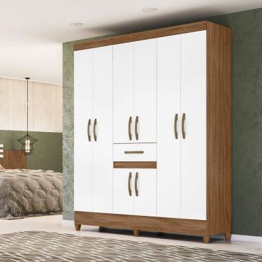 Imagem de Guarda Roupa Casal 8 Portas 165x204cm Portugal Moval Naturale Branco