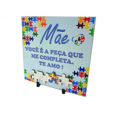 Imagem de Porta Retrato De Azulejo Dia Das Mães De Autistas 20 Cm Azul