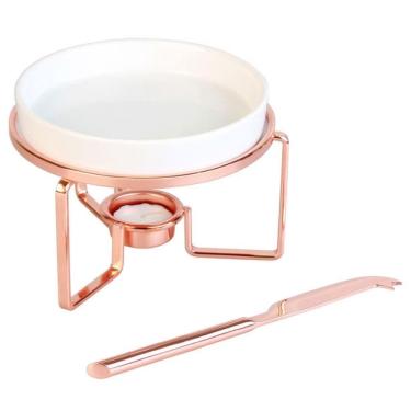 Imagem de Rechaud Para Queijo Cerâmica Faca Em Aço Inox Fracalalanza Rosê