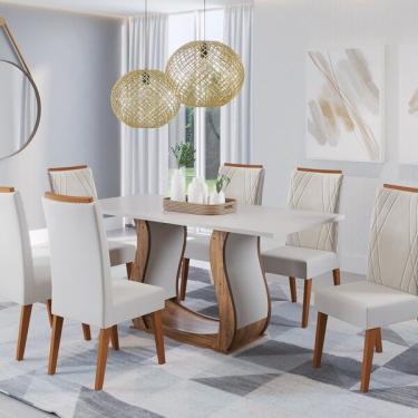 Imagem de Mesa De Jantar Retangular Vitalic Com 6 Cadeiras Madeira Maci