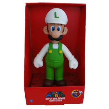 Imagem de Boneco Luigi Fire Branco - Super Mario Bros Grande - Super Size Figure