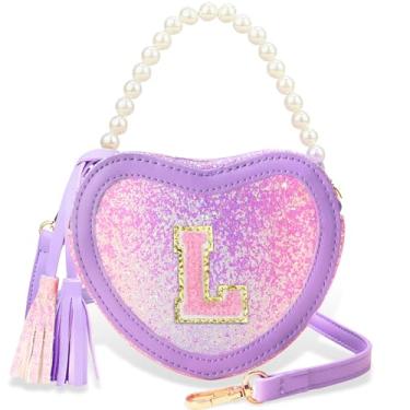 Imagem de Luchike Bolsa Infantil Para Presente Meninas - Transversal Em Formato De Coração, Aniversário Meninas, Roxa, Tamanho G