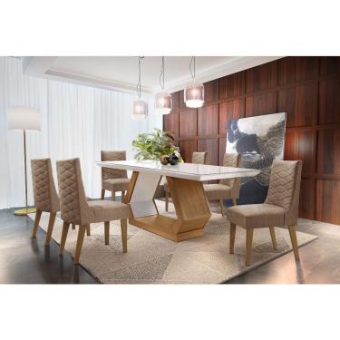 Imagem de Sala De Jantar Lara 180 Tampo Vidro 6 Cadeiras