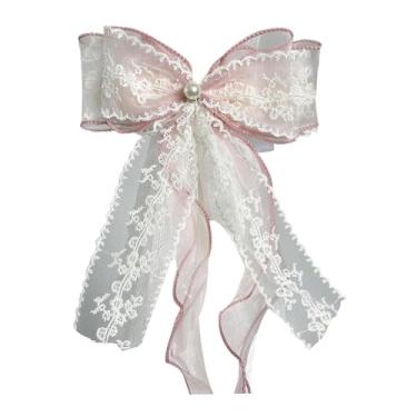 Imagem de DimyFew Amarração de cortina, suporte de cortina, acessórios para amarração de cortina, enfeite de laço de renda da moda para sala de estar, casa e quarto, Rosa