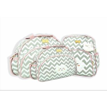 Imagem de Kit Bolsas Mochila Bebê Saída Maternidade Atacado  Cinza com Branco - 