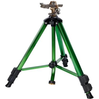 Imagem de Biswing Cabeça de aspersão de impacto na base do tripé, irrigador de gramado resistente, irrigação de grande área de 360 graus, bocal de aspersão de latão e travas de abertura de pernas de extensão de