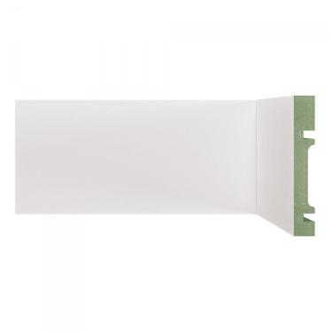 Imagem de Kit Rodapé de MDF 15 Barras Lisas de 10cm x 2,40m Rende 36 Metros Moldufama Branco
