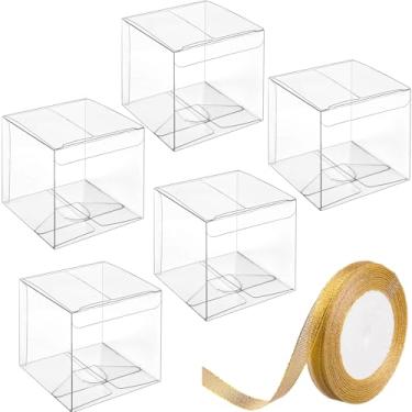 Imagem de JOERSH Caixas transparentes de 30 x 3 polegadas para lembrancinhas com fita de presente 30 peças caixas de doces cubo transparentes para casamento chá de bebê caixas de presente para festa de aniversário caixa de embalagem de biscoitos de bomba de chocolate