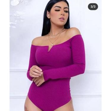 Imagem de Body decote v manga longa malha canelada - Filó Modas