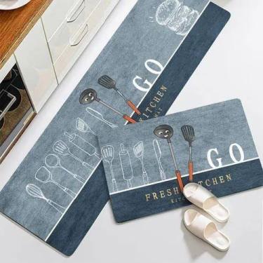 Imagem de Kit Passadeira Tapete de Cozinha Antiderrapante Fast Food - Casa Pedro