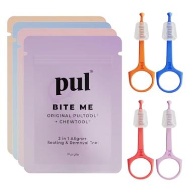 Imagem de PUL Pacote de 4 ferramentas reutilizáveis 2 em 1 para alinhar assentos mastigáveis e remoção — Compatível com Invisalign, suspensórios, retentores, bandejas removíveis – Removedor e mastigação fácil