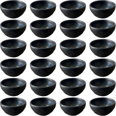 Imagem de Kit 24 Ramequins 50ml Orgânico Preto Cerâmica Molheira Porto Brasil Sushi Bar