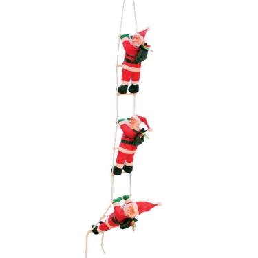 Imagem de Papai Noel Escalador 3 Bonecos Enfeite De Natal 90X20Cm