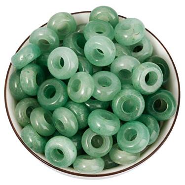 Imagem de Nupuyai — Contas largas de pedra grande para fabricação de joias, pacote com 30, contas europeias de rondelle polidas para berloques, Green Aventurine, 6x12(mm), 30