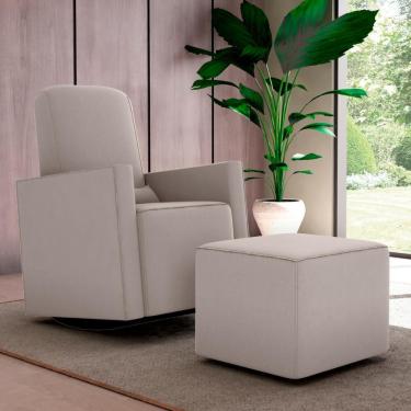 Imagem de Poltrona Para Amamentação Com Puff León Suede Bege