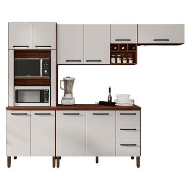 Imagem de Cozinha Modulada Ametista Composição 5 Nogueira Off White - Kits Paraná