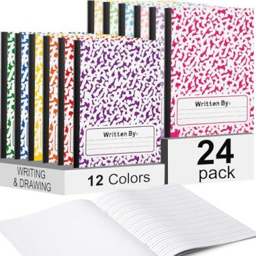 Imagem de Henoyso 24 livros em branco para crianças escreverem, caderno de composição primária K-2 livros pautados para crianças 1ª 2ª série, 64 páginas, prática de desenho para jardim de infância pré-escolar