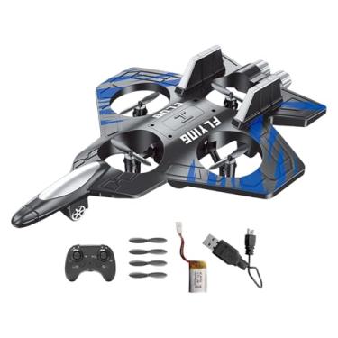 Imagem de Almencla Avião de controle remoto de espuma, brinquedo de caça, ornamento artesanal com luz, avião RC para crianças, brinquedo de aeronave para jardim, casa, Azul