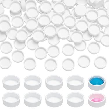 Imagem de PH PandaHall 100 peças de formas planas redondas de aquarela de 0,6 ml, formas vazias de plástico, caixa pequena, bandeja de paletes de aquarela para pintura de desenho de arte DIY, paleta de tinta