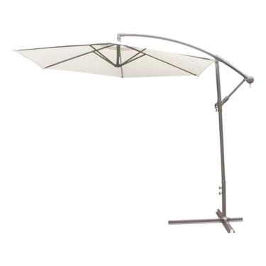 Imagem de Ombrelone Lateral Aluminio 270cm Cinza E Branco Com Manivela