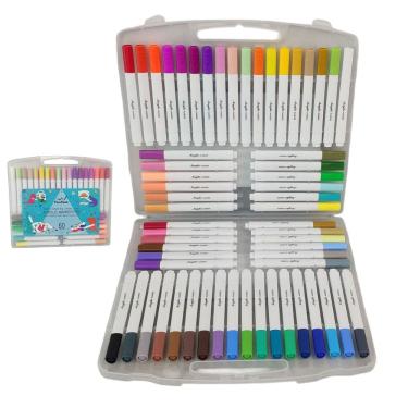 Imagem de Canetinha Caneta Marcador 60 Cores Tinta Acrilica A prova De Agua Permanente Estojo Cores Vibrantes Arte Desenho Pintura Artesanato