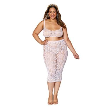 Imagem de Dreamgirl Sutiã feminino e saia deslizante Dmnd, Branco, OSQ