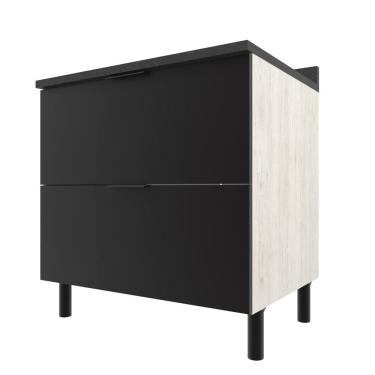 Imagem de Balcão Duplo Bartira Rubi com 2 Gavetões e 80,1cm de Largura – Freixo/Preto Poah