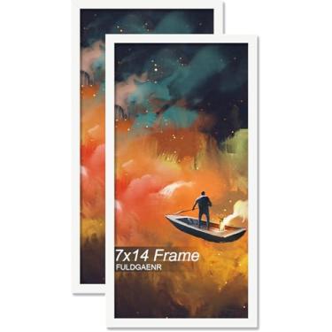 Imagem de FULDGAENR Conjunto de 2 porta-retratos 18 x 35,5 cm, molduras brancas para certificado de pôster, moldura de parede/mesa de alta transparência com visor vertical horizontal (pacote com 2 | branco |