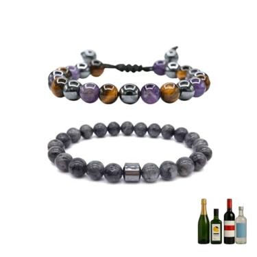 Imagem de Pulseira Glame antiálcool para homens e mulheres, conjunto de pulseiras de manifestação de álcool para reduzir o desejo de beber pulseiras elegantes curativas calmantes ansiedade alívio estresse