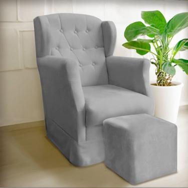 Imagem de Poltrona Amamentação Balanço Descanso Manu Com Puff Suede