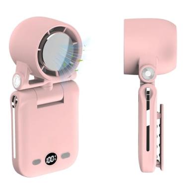 Imagem de SAYTAY Ventilador portátil portátil, ultra alto RPM Clip-on Turbo Ventoinhas pessoais recarregáveis com visor LED 100 velocidades, ângulo ajustável do vento, mini ventiladores multifuncionais para