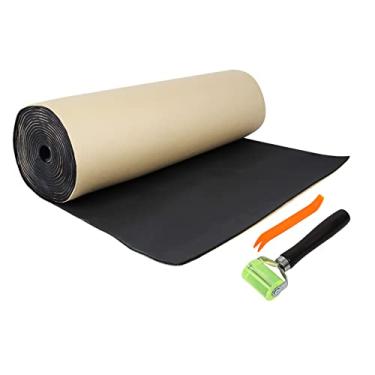 Imagem de uxcell 1 conjunto de tapete de isolamento de som de carro 5 mm capô de porta do motor com ferramenta de instalação 100 x 100 cm 40 x 40 polegadas