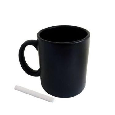 Imagem de Caneca Lousa Preta, 325ml, com Giz de Cera para Escrever Frases