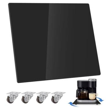 Imagem de Bandeja deslizante de acrílico para cafeteira deslizante de 360° sob a cafeteira para bancada, bandeja rolante de café com rodas de borracha para fritadeira Breville Ninja torradeira a ar (grande 35 x
