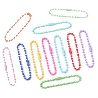 Imagem de 100 peças, corrente de contas de bola, chaveiro com etiqueta de cachorro, corrente de 12 cm, 2,4 mm, para fabricação de joias, corrente de contas de aço com conector para artesanato, faça você mesmo