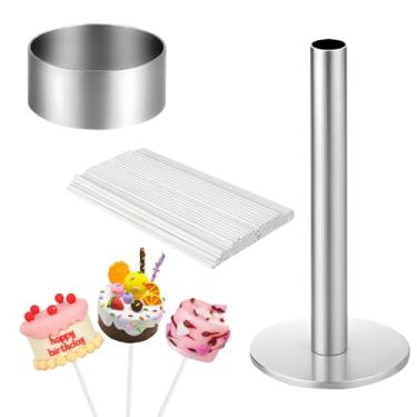 Imagem de Kit de molde de bolo circular atualizado, conjunto de moldes pop de bolo de aço inoxidável com empurrador e palitos, conjunto de moldes de cortador de bolo fácil para festas, casamento, sobremesas em
