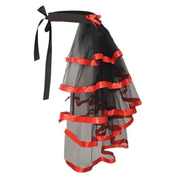 Imagem de Starsouce Saia gótica de tule, estilo vitoriano, gravata na sobresaia com laços, fantasia de Halloween, festa rave, roupa de festival