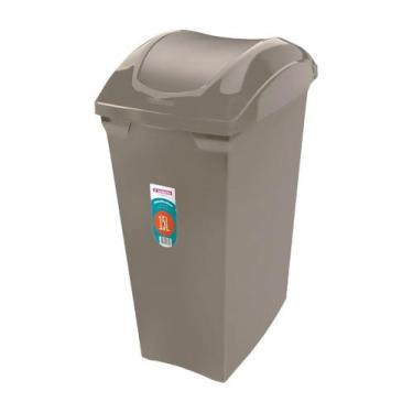 Imagem de Lixeira Basculante 15 Litros Cesto De Lixo Cozinha Banheiro Cinza Quen