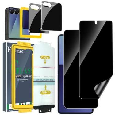 Imagem de Ferilinso [Instalação automática contra poeira] Pacote com 2 protetores de tela internos de privacidade para Samsung Galaxy Z Flip 7 [compatível com capa de telefone], filme anti-espião com 2