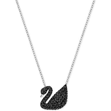 Imagem de Swarovski Colar icônico com pingente de cisne, preto/azul-petróleo tamanho único
