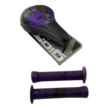 Imagem de Kit Selim e Manoplas Gios para BMX Freeride e Wheeling, Violeta Escuro, Anatômico com Acabamento Premium