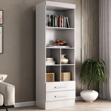 Imagem de Estante para Livros Modulare 2 Gavetas 4 Prateleiras Branco - Panorama Móveis