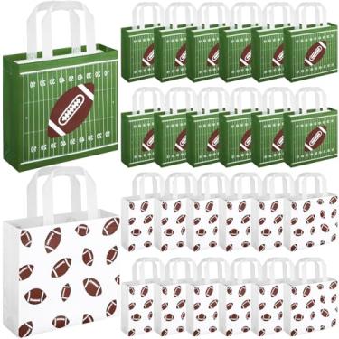 Imagem de Sweetude 24 peças de sacos de presente de futebol não tecido para lembrancinhas de festa de futebol com alças 22 x 21 cm embalagem de guloseimas de beisebol para esportes, aniversário, chá de bebê