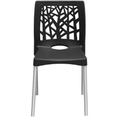 Imagem de Cadeira Nature com Pés de Alumínio Forte Plástico Cor Preto - Estrela 