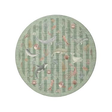 Imagem de Tapete de borracha antiderrapante com tema de baleias de lã sintética lavável e resistente a manchas para sala de jogos, banheiro, sala de estar, quarto, cabeceira, praia, fofo, náutico costeiro