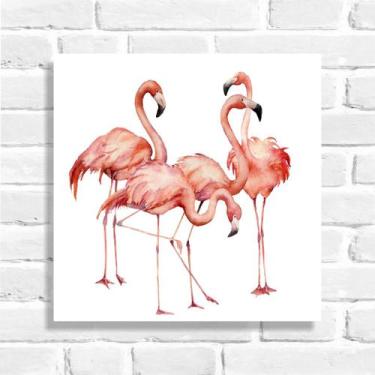 Imagem de Quadro decorativo Flamingos - Arte Aqui, PVC, 30x30