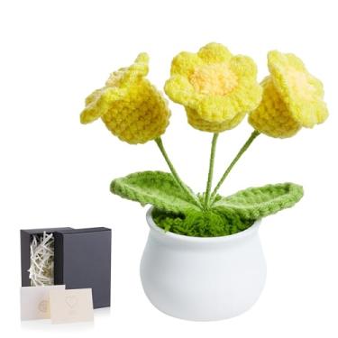 Imagem de LAIDANLA Flores de crochê, lírio do vale, amarelo limão, pequeno feito à mão, presente de aniversário de agradecimento de Natal para mulheres, professora, mãe, irmã, avó, colega de trabalho, amiga