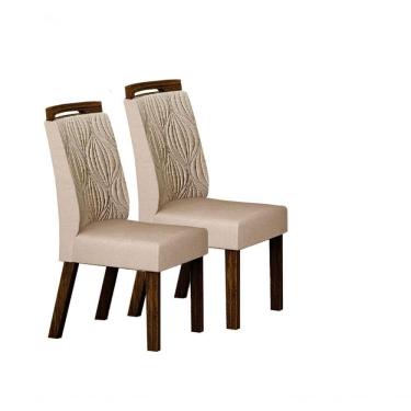 Imagem de Kit 02 Cadeiras Sala De Jantar Ilheus Mdf Moveis Leifer Braúna,joli Palha